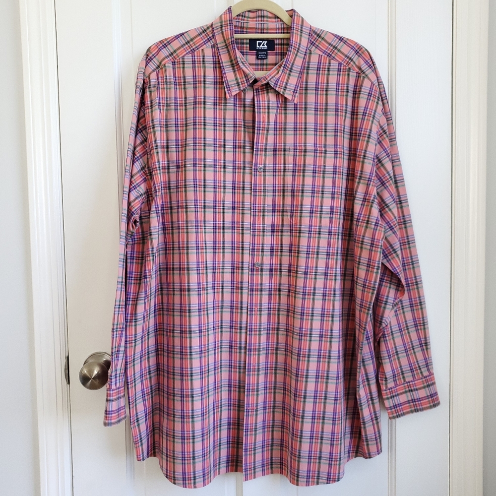 Cutter & Buck Men's Plaid and Check Easy Care Button Down Shirt Big & Tall 1XB